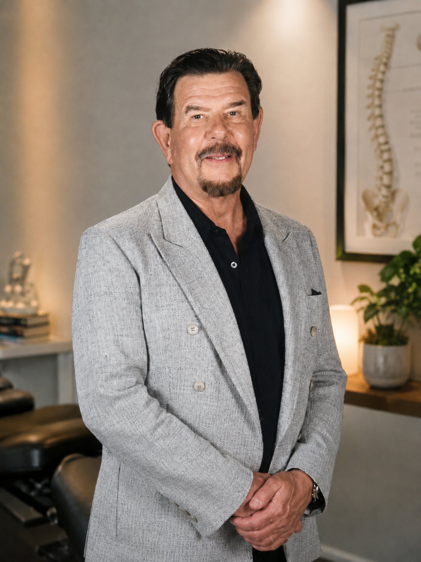 Dr. Ronald Wuotila standing in a chiropractic treatment room.